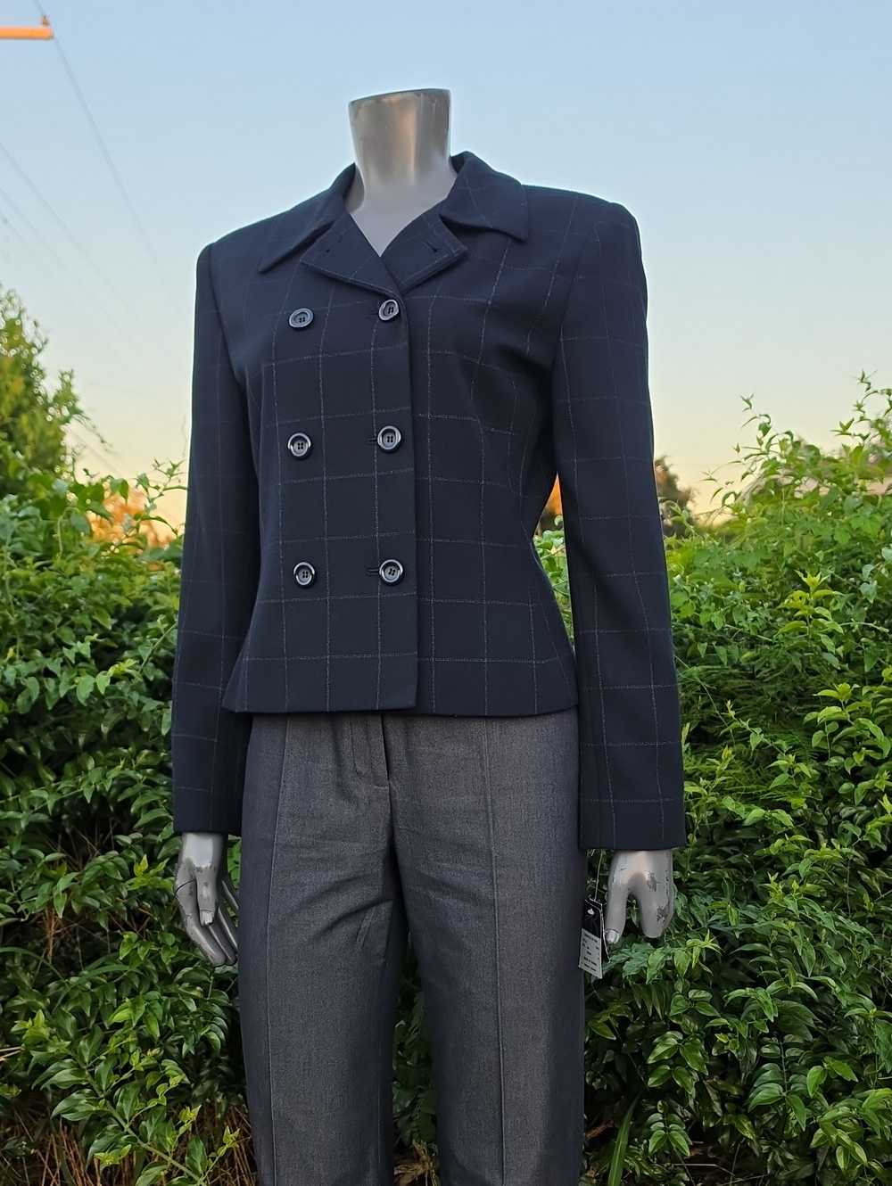 Kasper A.S.L. & Co. Ladies Chariots of Fire Window-Pane Double Breasted Blazer